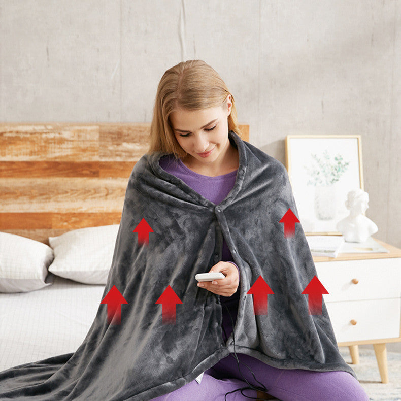 Winter Flannel USB Heated Blanket – Electric Warm Shawl & Plush Body Warmer for Cold Protection