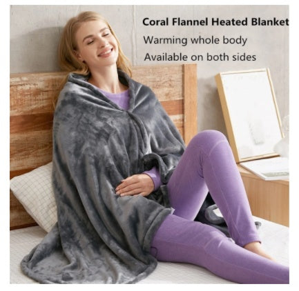 Winter Flannel USB Heated Blanket – Electric Warm Shawl & Plush Body Warmer for Cold Protection