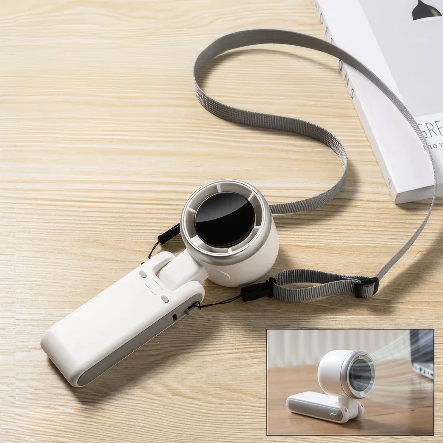 Portable Hanging Neck Fan – 180° Foldable, Handheld or Desktop Mini Turbo Fan, High-Speed & Powerful for Outdoor Cooling