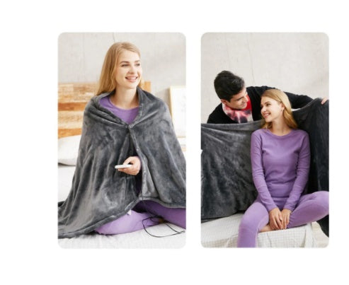Winter Flannel USB Heated Blanket – Electric Warm Shawl & Plush Body Warmer for Cold Protection