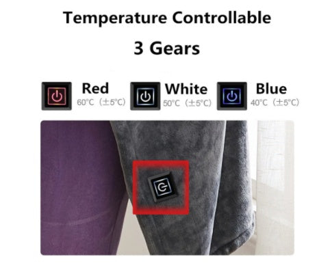 Winter Flannel USB Heated Blanket – Electric Warm Shawl & Plush Body Warmer for Cold Protection