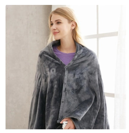 Winter Flannel USB Heated Blanket – Electric Warm Shawl & Plush Body Warmer for Cold Protection