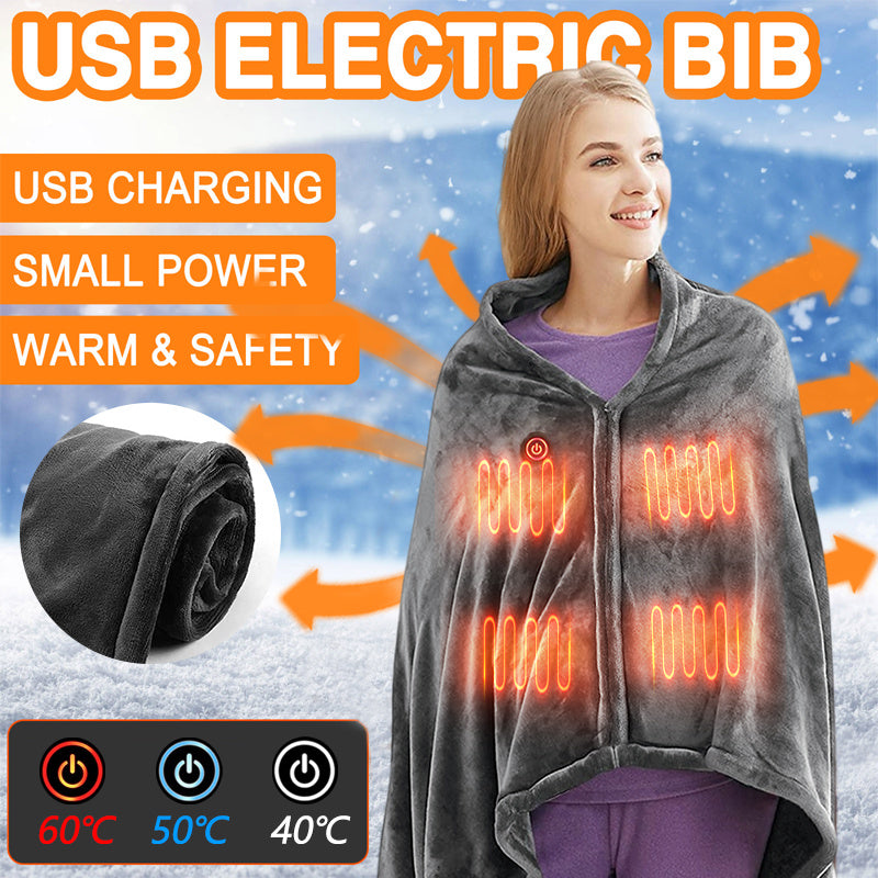 Winter Flannel USB Heated Blanket – Electric Warm Shawl & Plush Body Warmer for Cold Protection